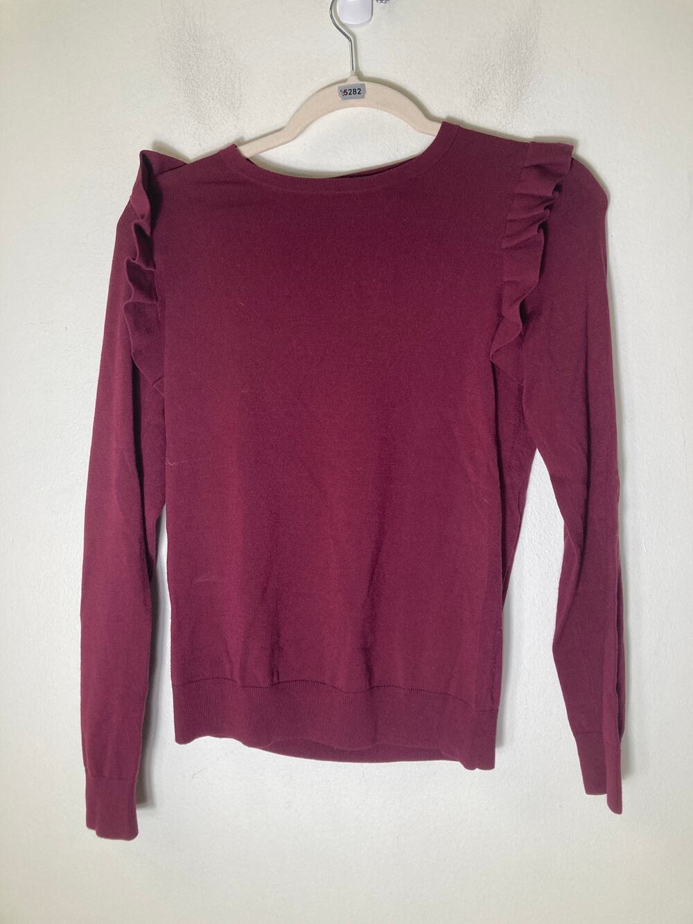 Ann Taylor Burgandy Long Sleeve Crewneck Top Sz SP